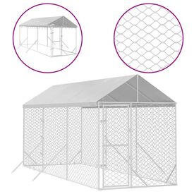 vidaXL Perrera de exterior con toldo acero galvanizado plata L para perros